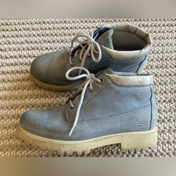 Skechers Shoes - Vintage 90s Y2K‎ Skechers Chunky Platform Light Blue Ankle Boots Womens Size 8.5